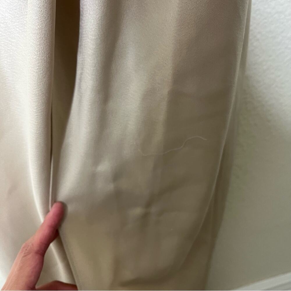 BHLDN Anthropologie Dylan One-Shoulder Satin Side Slit Gown Champagne Womens 8 - Picture 10 of 11
